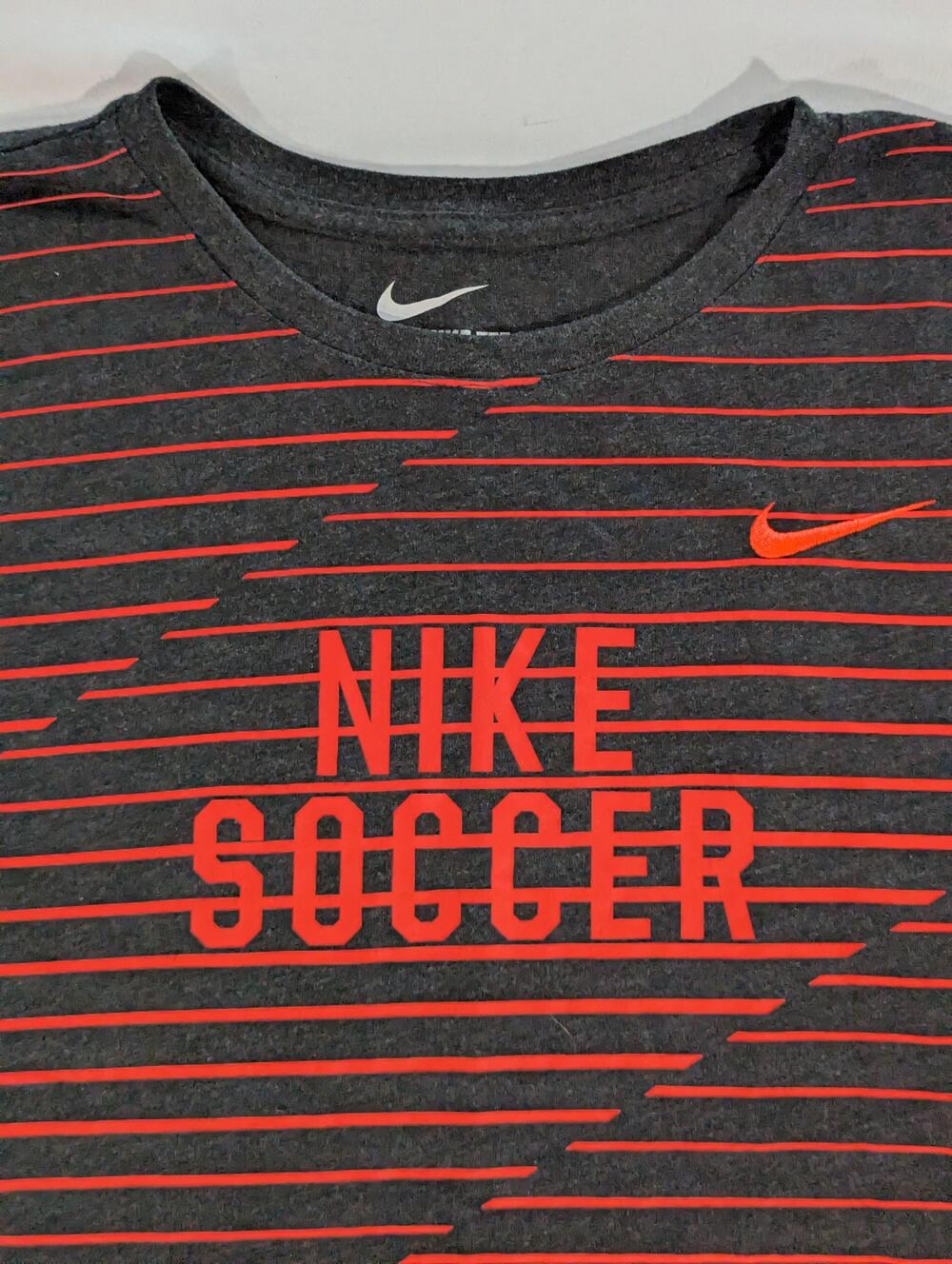 Nike Shirt Youth L Gray Dri-FIT Soccer Striped The Nike Tee Crew Neck Athletic